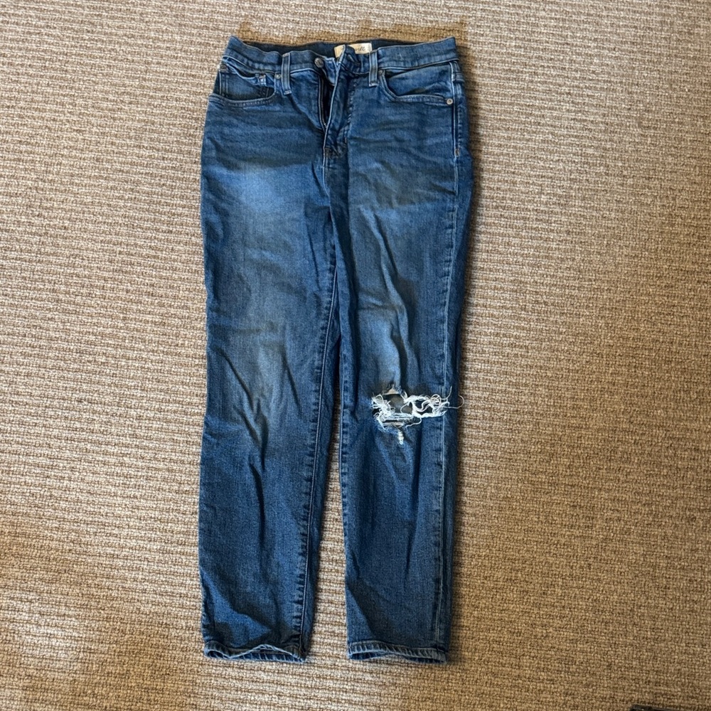 Madewell Blue Distressed mom Jeans